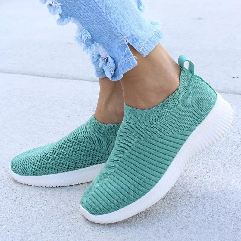 Women Shoes Knitting Sock Sneakers Women Spring Summer Slip On Flat Shoes Women Plus Size Loafers Flats