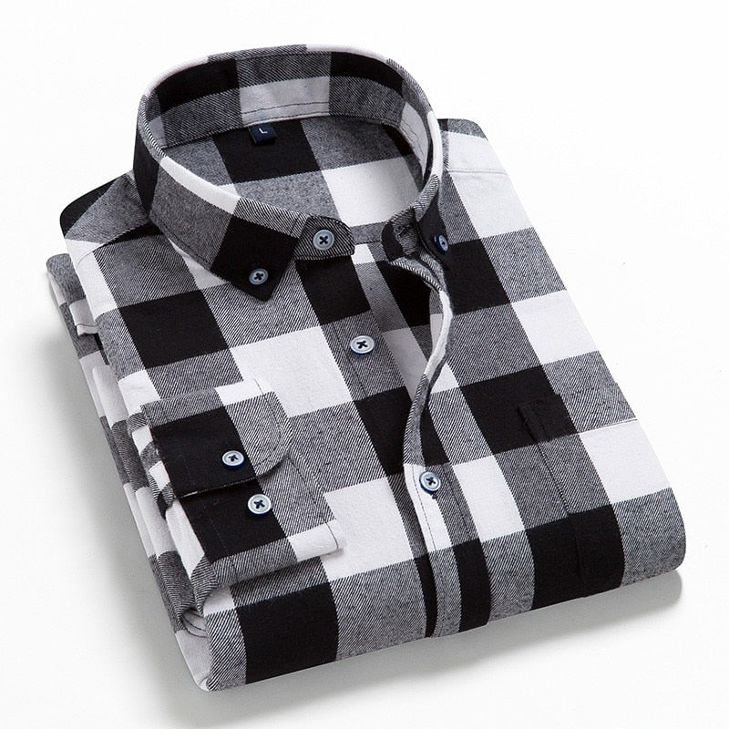 2021 Spring Autumn Plaid Shirt Men Cotton New Male Casual Long Sleeve Shirt  High Quality  Man Clothes