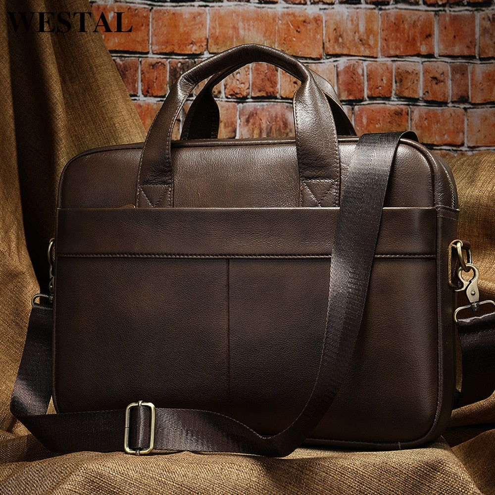 Men's Bag Genuine Leather Men Briefcase for Laptop 14 Messenger Men's Leather Bag Business Portfolio for Document A4 7022