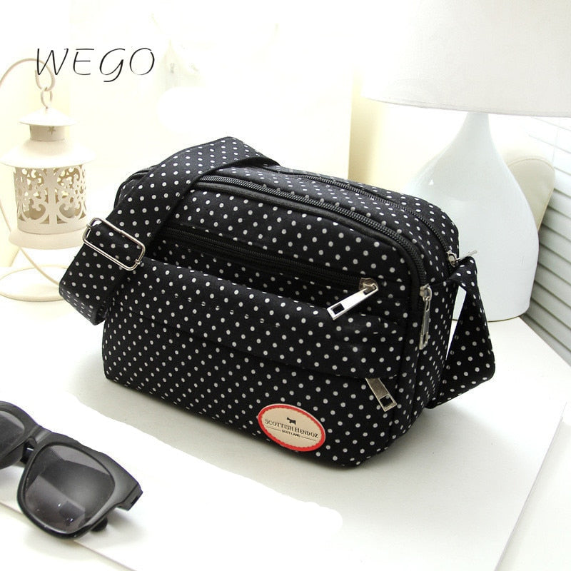 Fashion Polka Dot Multicolor Printed Canvas Women's Crossbody Bag Trend Shoulder Bag Nylon Leisure Messenger Bag