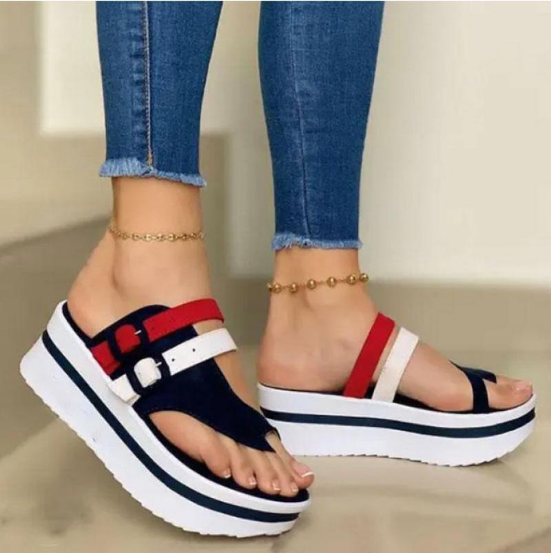 Summer Fashion Women's Wedges Sandals Beach Casual Female Platform Peep Toe Shoes Slingback Lady Mixed Colors Buckle Sandals