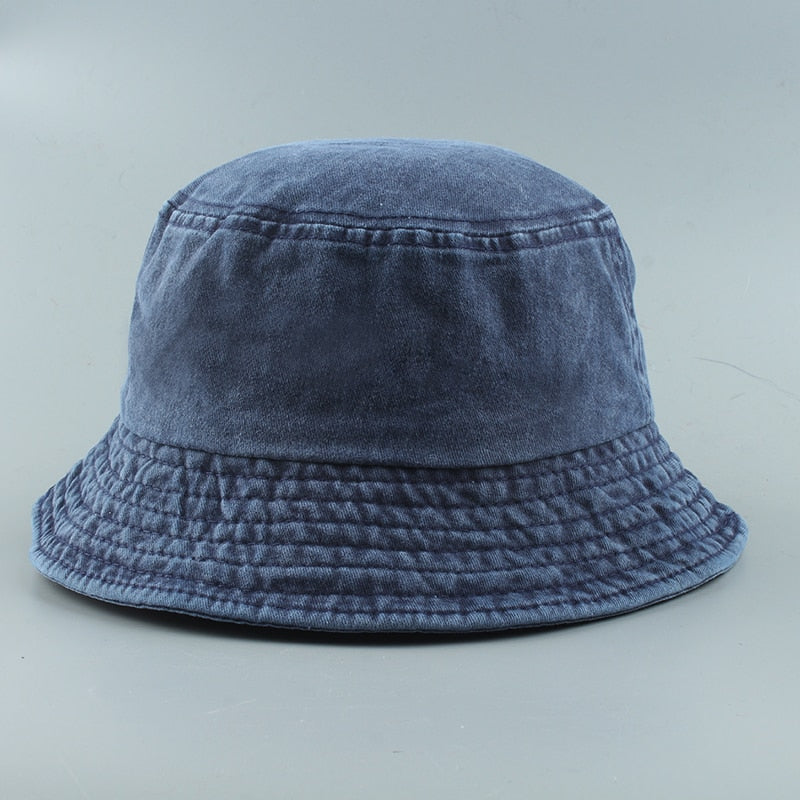 2021 New Foldable Fisherman Hat Washed Denim Bucket Hats Unisex Fashion Bob Caps Hip Hop Gorros Men Women Panama Bucket Cap