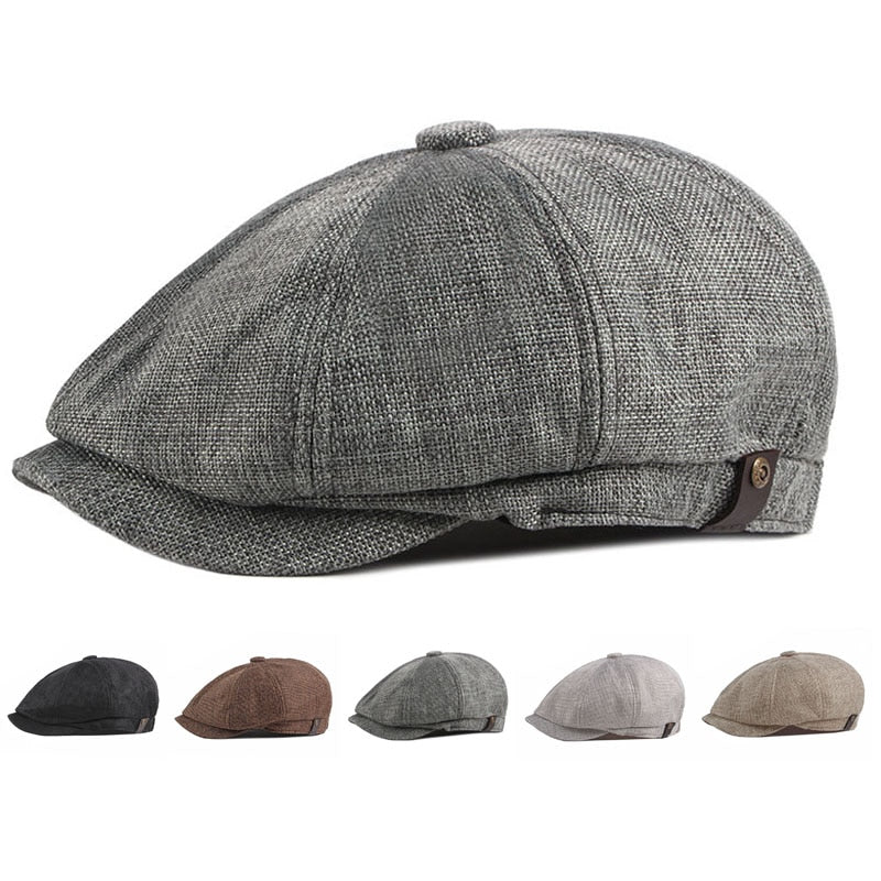 Summer Spring Thin Retro Beret Breathable Men's Beret Newsboy Hat Casual Unisex Octagonal Flat  Cap