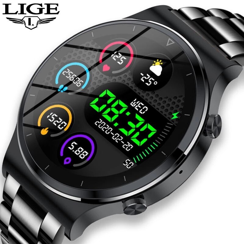 2021 New Luxury Men's Smart Watch Sports Watch Full Screen Touch Bluetooth Call Heart Rate Monitoring IP68 Waterproof For Men